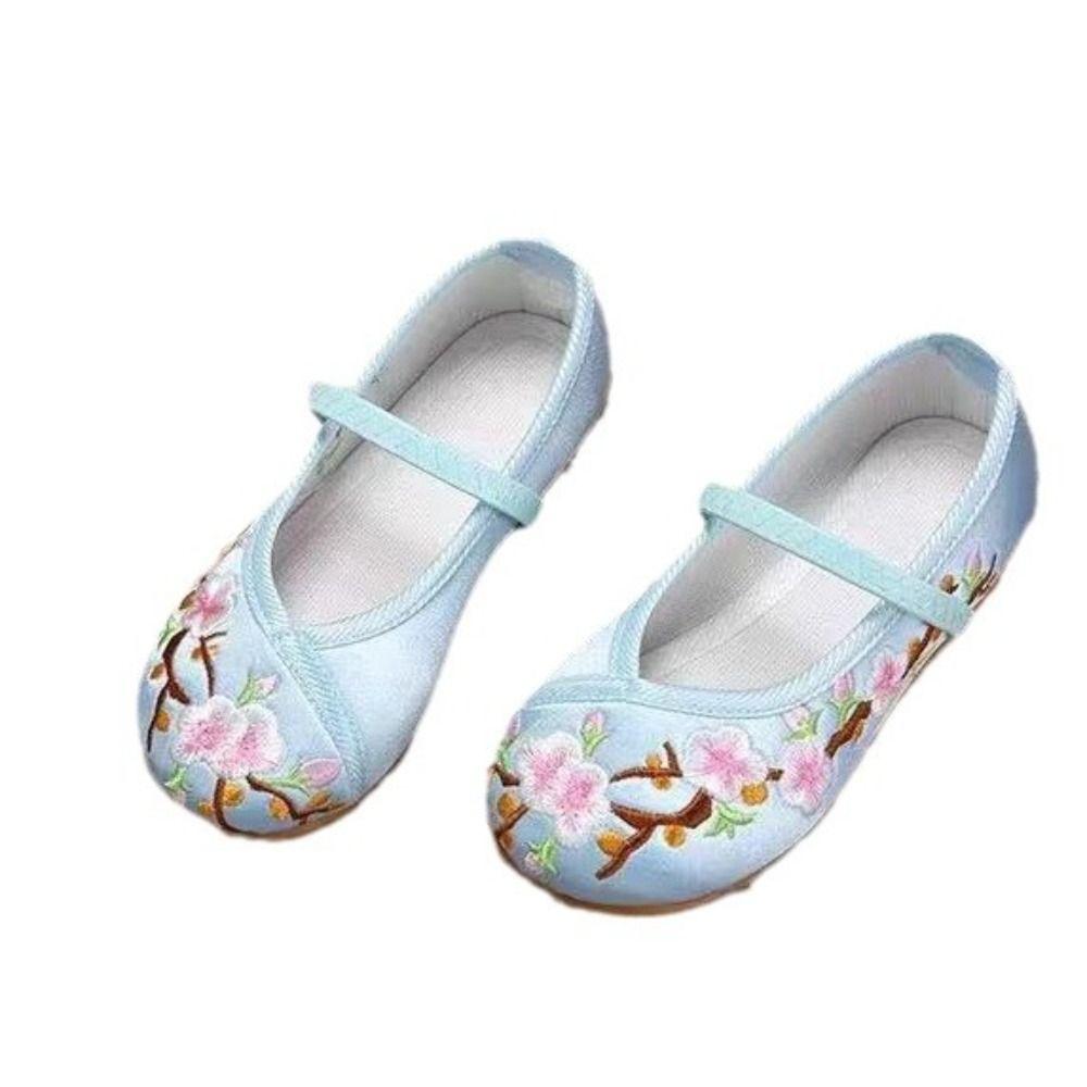 Soft Sole Floral Embroidery Satin Shoes Wear Resistant Hanfu Shoes Ballet Shoes For Girl Women