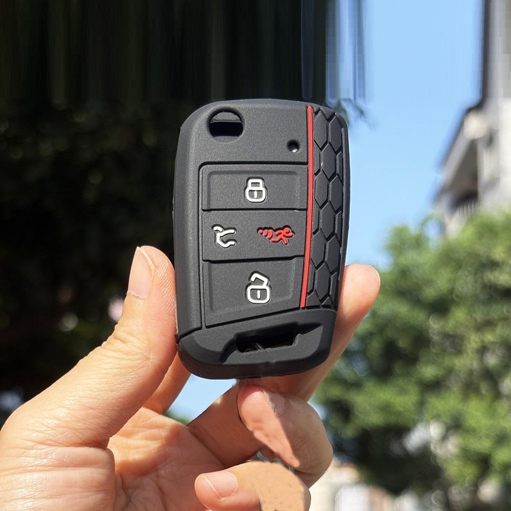 

Силиконовый чехол для брелока подходит для Volkswagen VW Atlas Tiguan Golf Alltrack SportWagen R Polo E-Golf Складной флип 4 кнопки Брелок