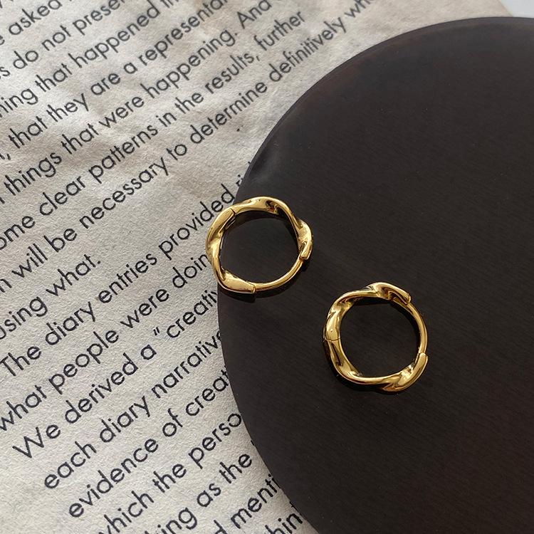 

Минималистичные серьги Мёбиуса из серебра S925 - Универсальный женственный набор из серег-колец и каффов