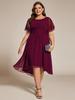 Ever-Pretty Women's Plus Size Flowy Chiffon Round Neckline Lotus Leaf Sleeves Pleated A-Line Knee Length Wedding Guest Dress