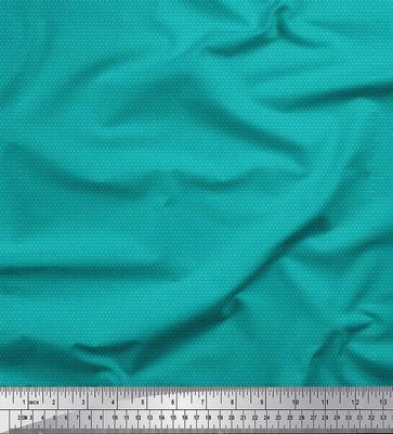 Green Japan Crepe Satin Fabric Round Geometric Print Sewing Fabric Metre 42 Inch