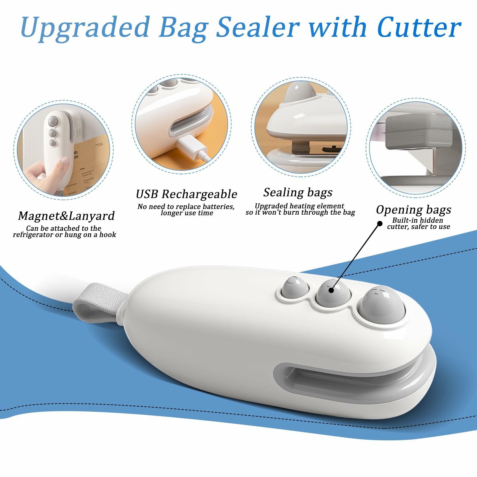

Mini Vacuum Sealer USB Rechargeable Handheld Easy Seal Bag Sealer for Food Storage White