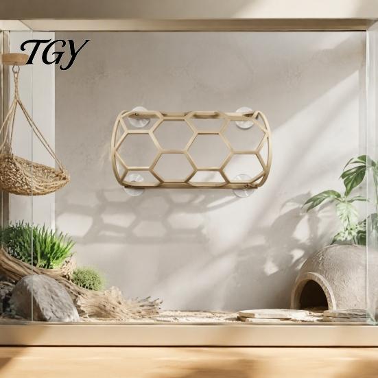 Bearded Dragon Basking Platform Reptile Honeycomb Climbing Shelf, Suction Cup Snake Tunnel Hide, Rest Terrarium Landscaping Decor for Ball