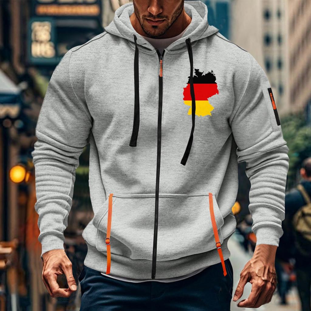 Herren Sport Casual Hoodie Hoodie Cardigan Reißverschluss Multi-Pocket Hoodie Mantel