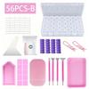 56PCS Diamond Painting Tools Kit with 28 Grid Storage Box Drill Pens Trays Wax Bags Sponge Grips Scraper for DIY Rhinestone Art