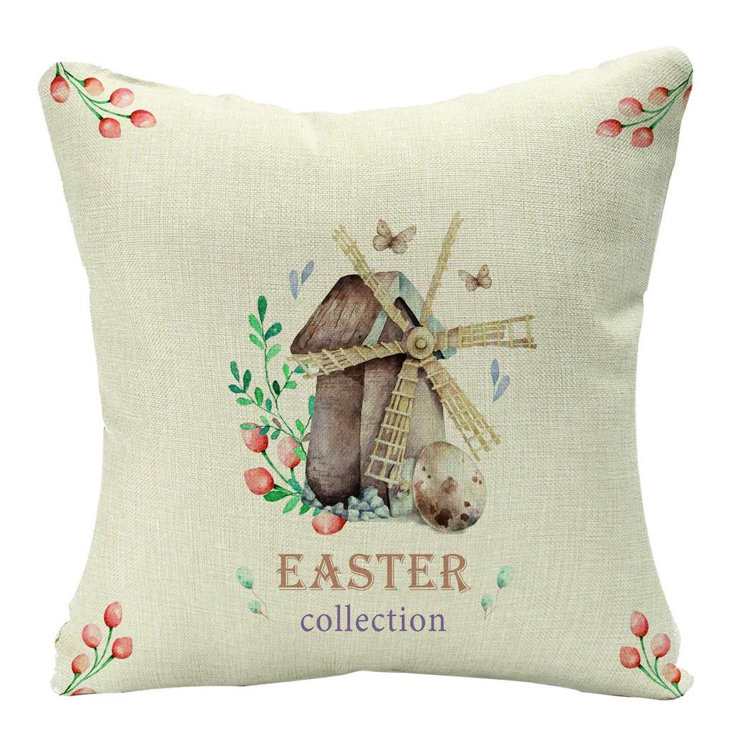 New Easter Bunny Linen Pillow Cover Home Sofa Pillow Cushion Cover