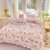 Official Sanrio Hello Kitty All-Cotton 4-Piece Bedding Set - Sheet, Pillowcase & Bed Skirt for Dorms