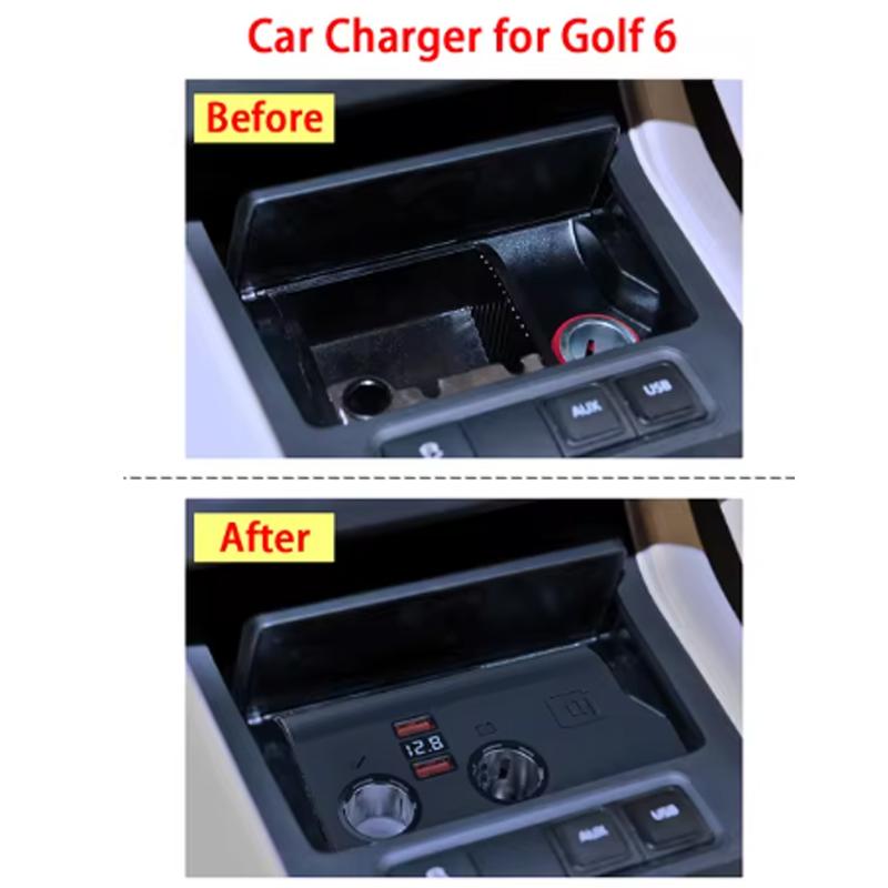 KEN CHUANG Car Charger for Volkswagen Golf 5 6 Eos MK5 Golf 7 / 7.5 Jetta Scirocco Cigarette Lighter USB Splitter Fast Charging