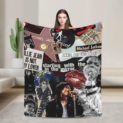 MJ King Of Pop Michael J-jackson Flanelldecke Warme Überwurfdecke für Sofa Sessel Camping Druck Tagesdecke Sofa Bettbezug