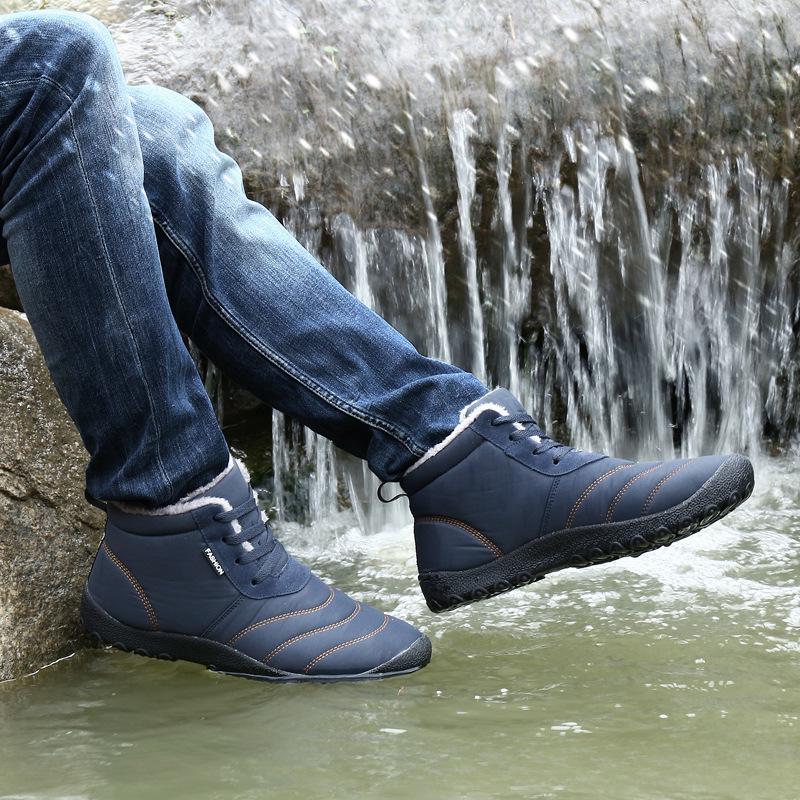 Men's Winter High-Top Lace-Up Velvet-Lined Boots for Seniors