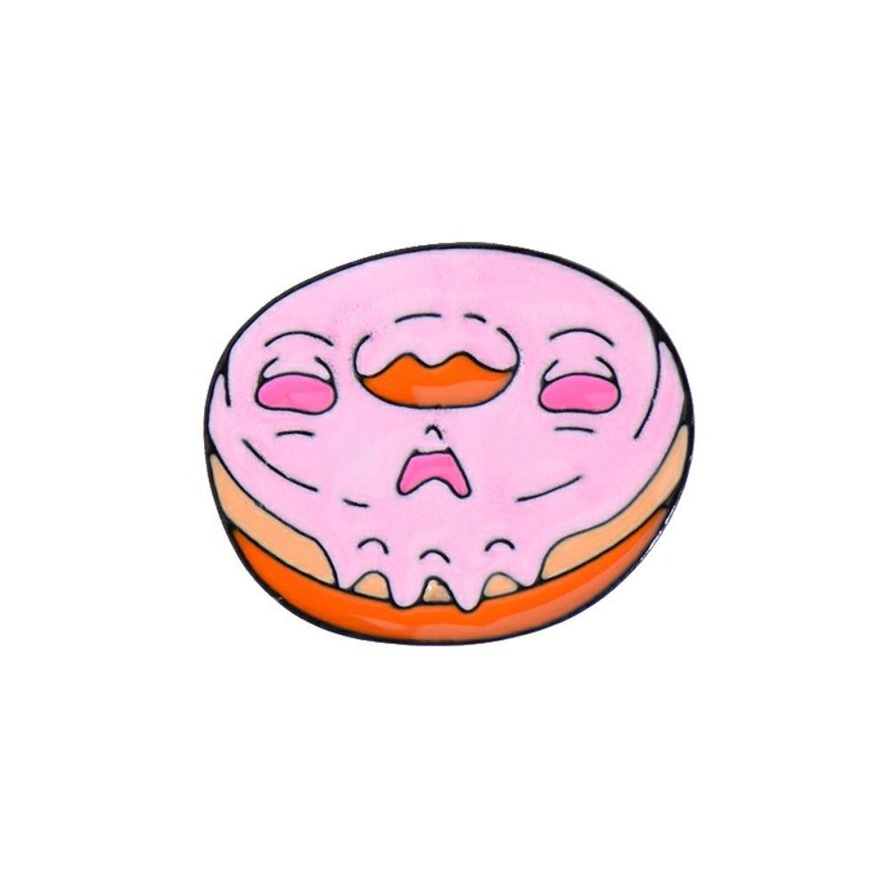Zinc Zinc Alloy Cartoon Food Brooch Cute Doughnut Brooch Fashion Cartoon Metal Brooch  Ornament Badge