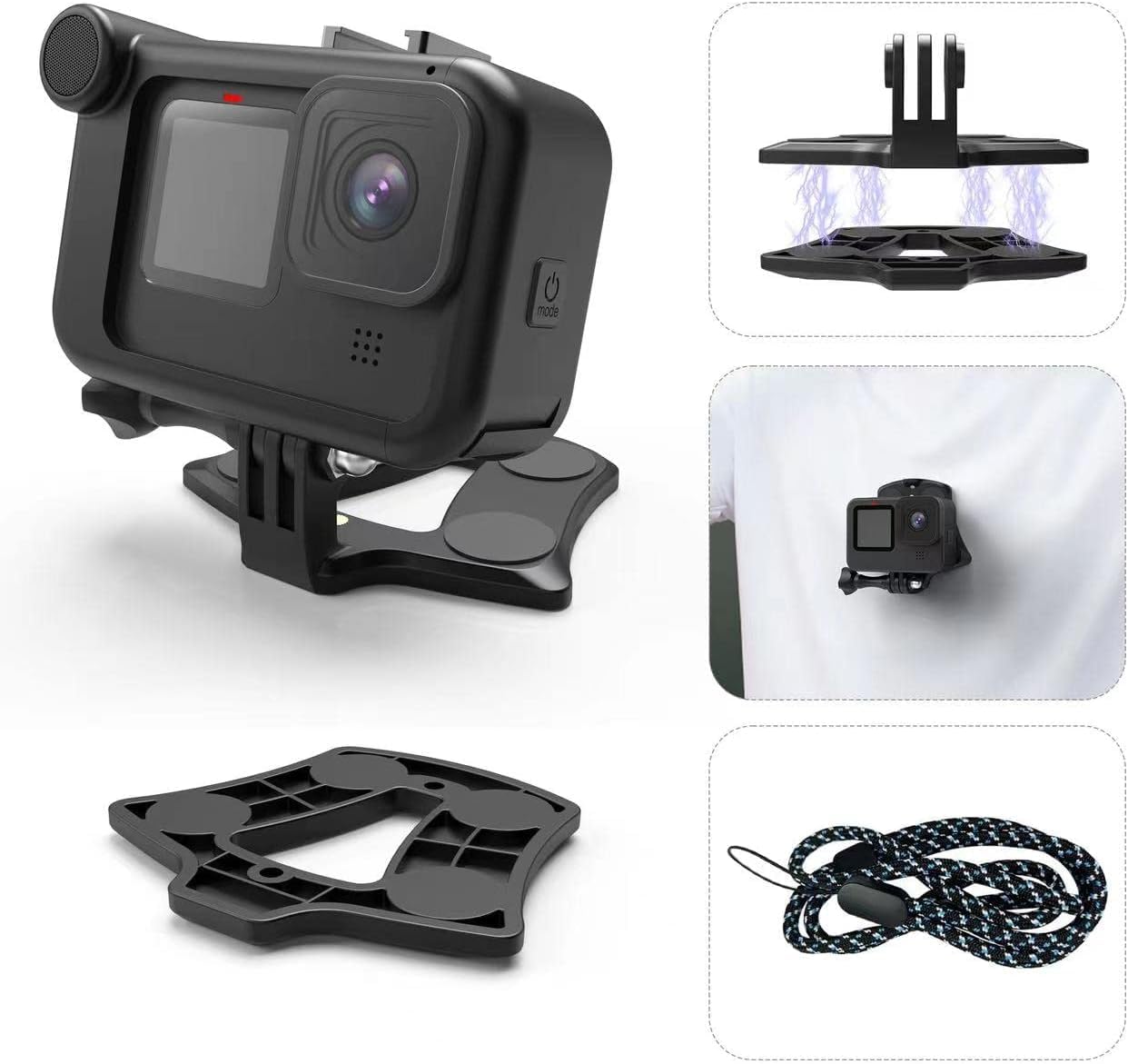 

ActyGo Magnetic Mount for GoPro, Quick Release, Compatible with Smartphones and Other Action Cameras, Compatible with Media Mod