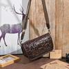Retro Dámská taška z pravé kůže s ražbou písmen Všestranná široká ramenní popruh Ramenní crossbody taška