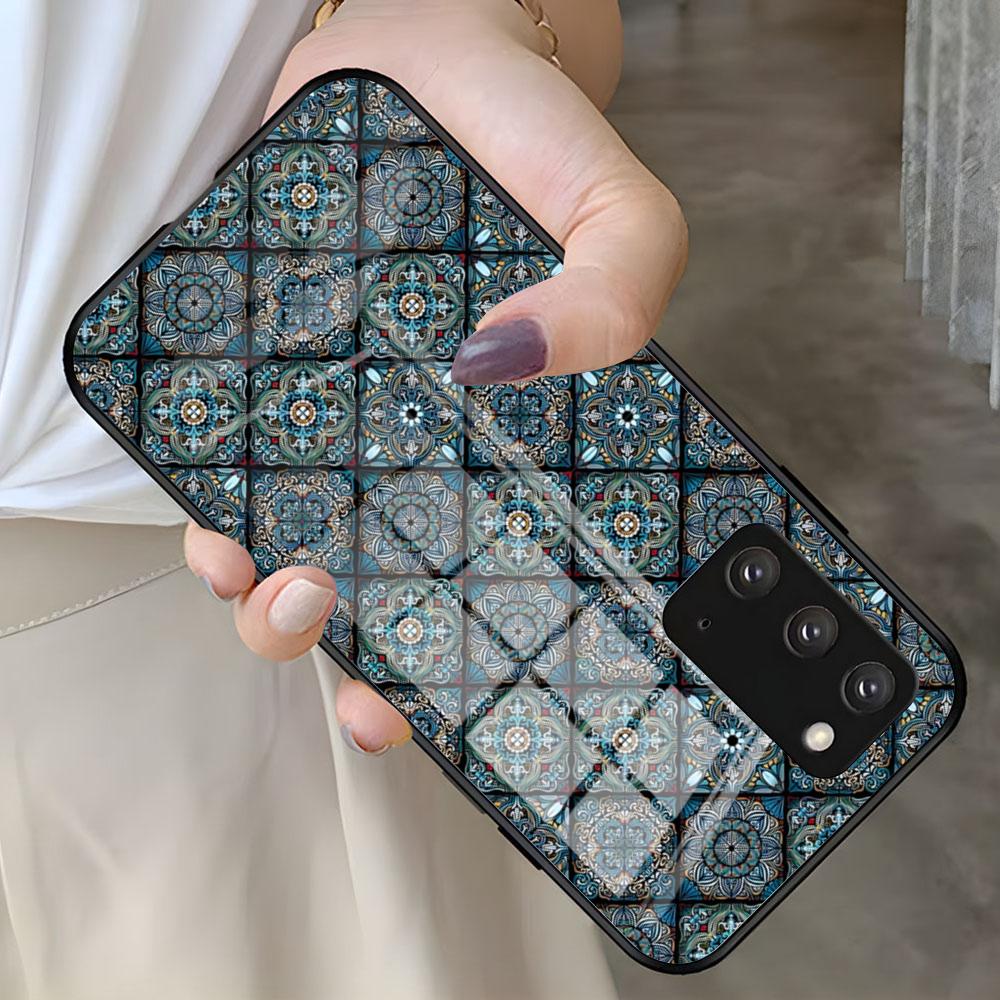 

Persian Pattern Flowers Artwork Phone Case For Samsung S26 S25 S24 FE S23 S22 S21 Plus S20 Ultra Note20Ultra Black Glass Cover Galaxy S25 Ultra