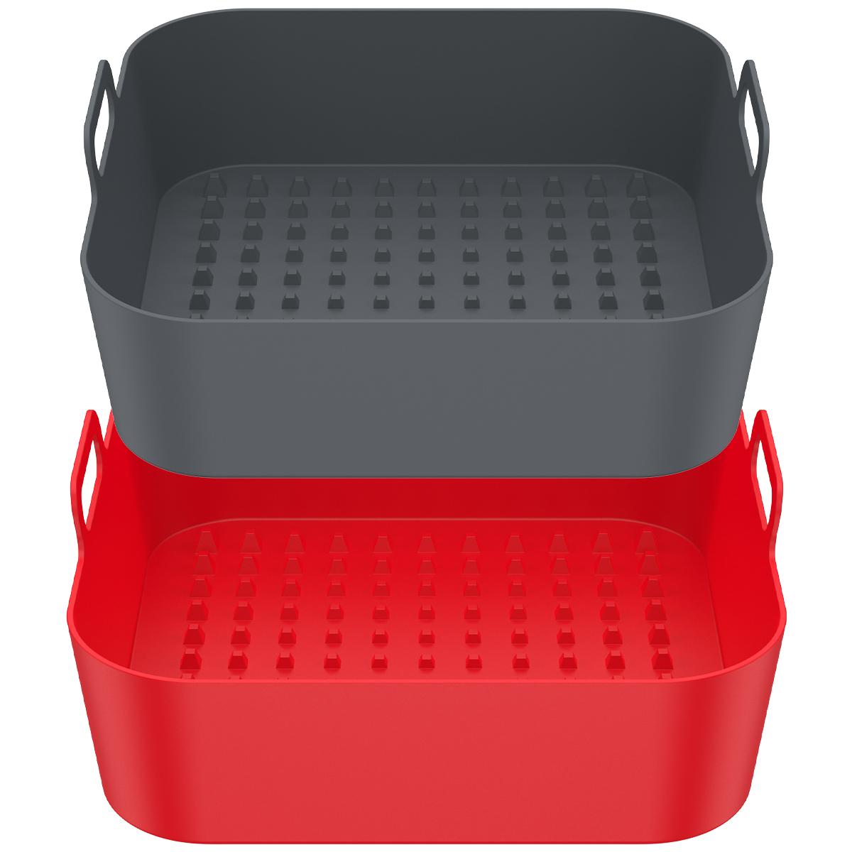 

2 шт. силиконовый коврик для аэрофритюрницы с ручкой, многоразовый, квадратный, форма для выпечки, аксессуары для аэрофритюрницы, вкладыши, термостойкий для духовки