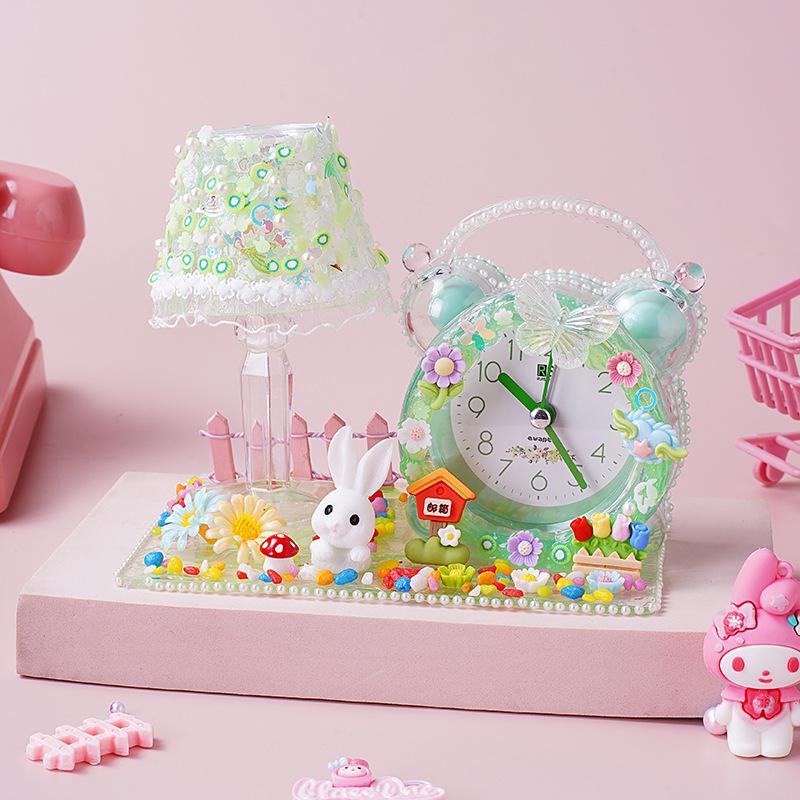 DIY Children's Night Light Alarm Clock with Crystal Glue - Handmade Gift for Girls