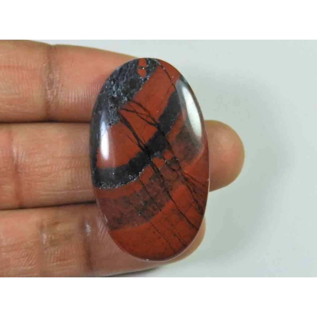 Natural Bloodstone Palm Crytsal 41Cts. Oval Cabochon Loose Gemstone 22X37MM SK-2615