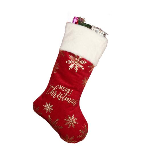 Christmas Stocking 19" Large Xmas Stocking with Plush Faux Fur Cuff for Stairs Fireplace Hanging Holiday Home Decor