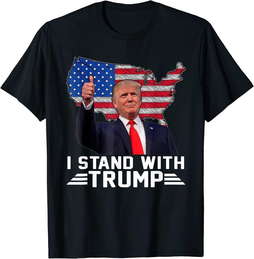 

I Stand With Trump American Flag Men Woman USA Vintage Unisex T-Shirt L