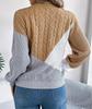 Womens Oversized Pullover Sweaters Crew Neck Long Sleeve Color Block Jumper Loose Knit Tunic Tops