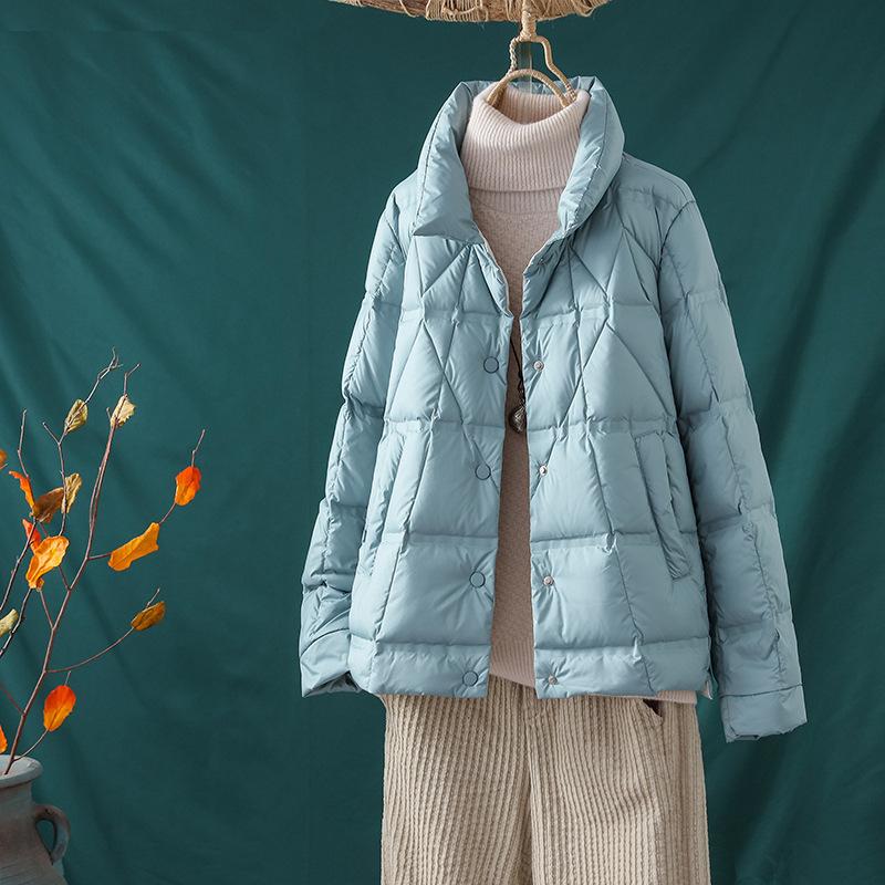 Short down jacket women's winter pressure glue light and loose fashion stand-up collar lightweight white duck down jacket
