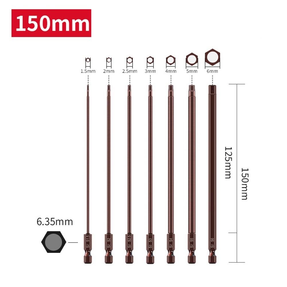 Comprehensive 7 Piece Alloy Steel Magnetic Screwdriver Bits Set 150mm Length