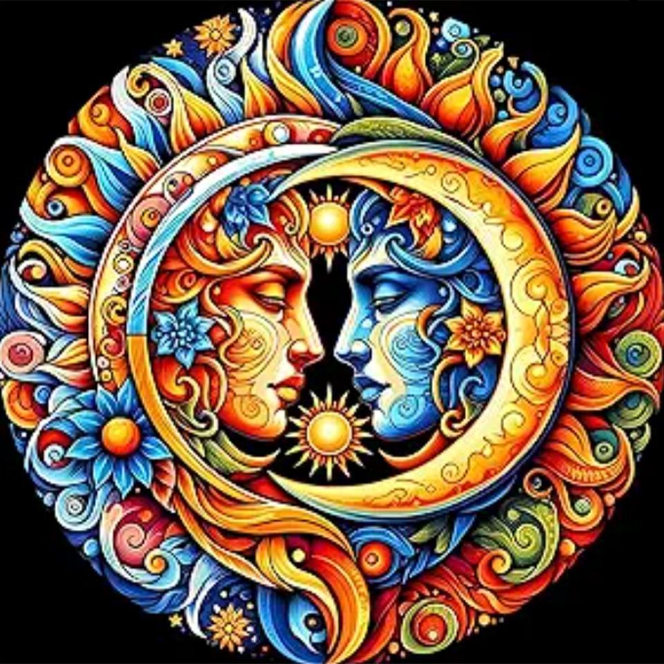 DIY Sun and Moon 5D Alien Diamond Art Set Suitable for Beginners Diamond Art Painting Set Suitable for Home Wall Decoration