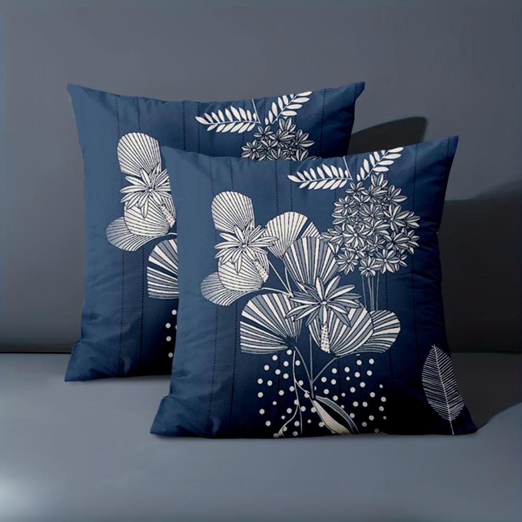 1 Pieces -2D flat printing Blue Floral Patterned Decorative Throw Pillows Polyester pillowcase sofa decorative cushion cover