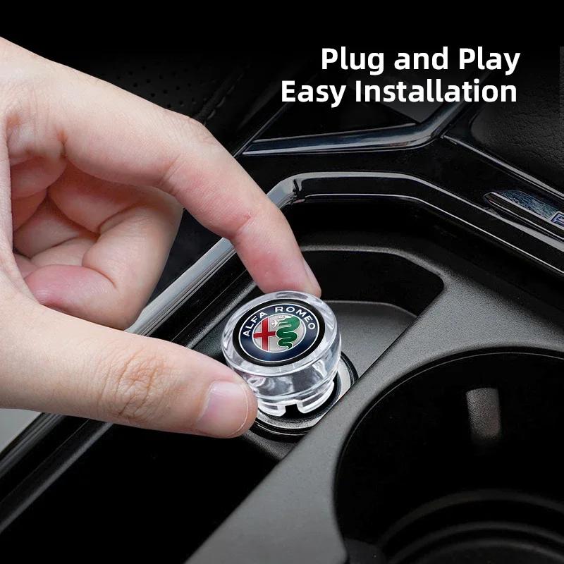 Car Stickers For Alfa Romeo Car Cigarette Lighter Cap Auto Lighter Dust Proof Cover Accessorie For Alfa Romeo 4C 159 166 SpiderTH7