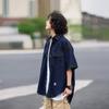 Japonská retro módní značka Letní volná džínová košile s krátkým rukávem Umělecká košile pro mladé Pracovní oděv Pánská a dámská vrstvená bunda