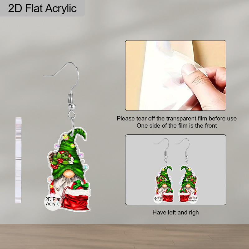 Christmas Gift Acrylic Women's Fashion Drop Earrings, Cute Take A Gift Gnome Shape Design Earrings Jewelry for Holiday Party Wear
