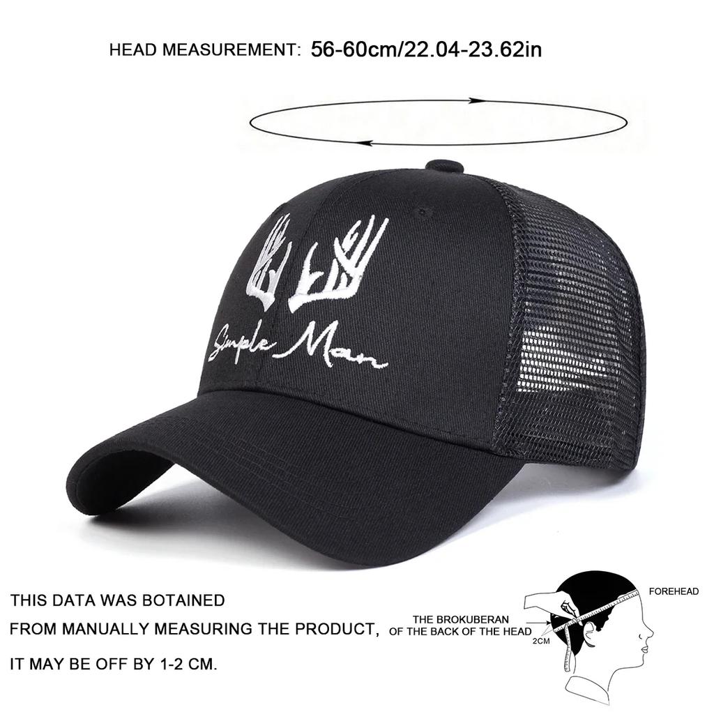 Unisex Antlers SIMPLE MAN Embroidery Baseball Caps Spring and Summer Outdoor Adjustable Casual Hats Sunscreen Hat Sports Cap