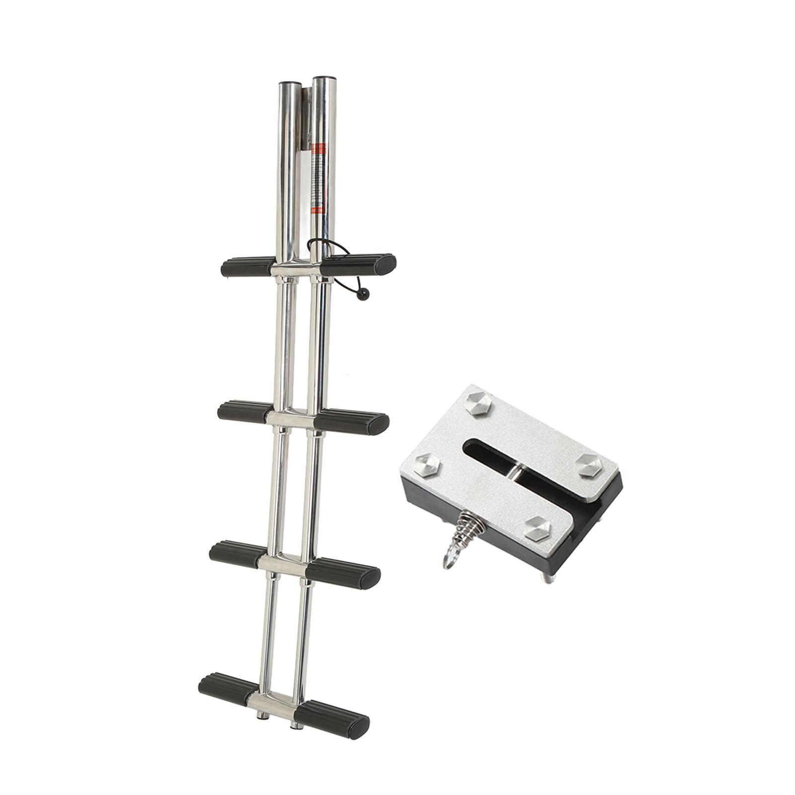 

Stainless Steel Telescoping Ladder 4 Steps Boat Ladder for Marine Yacht Swimming Pool