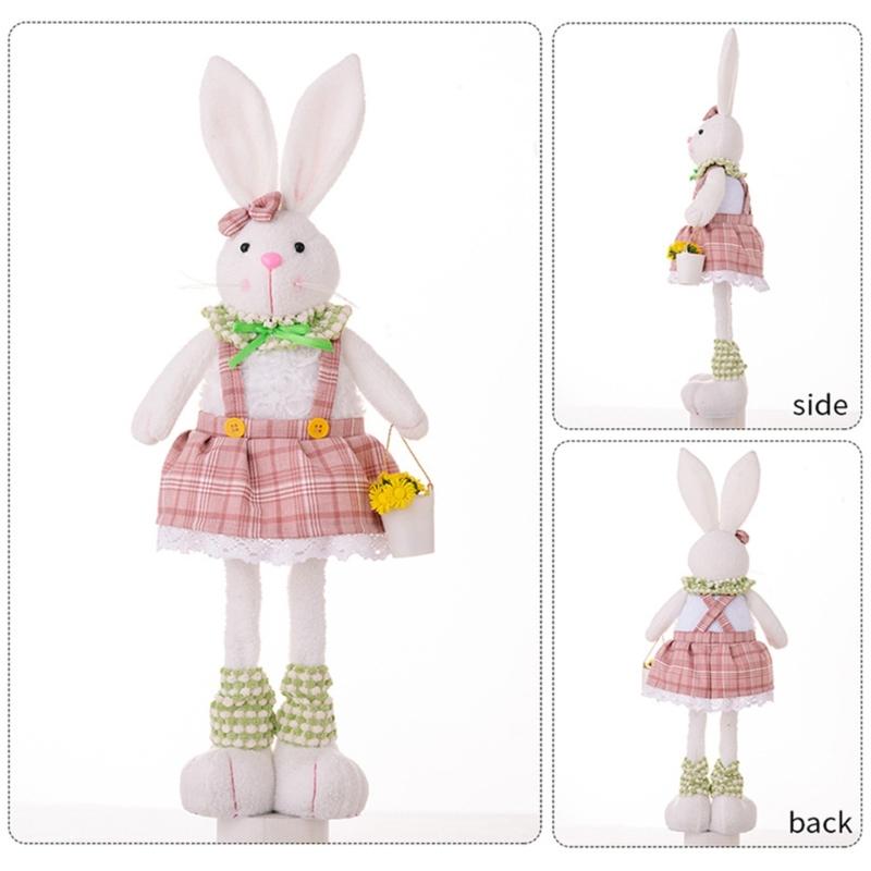 Spring Rabbit Doll Rabbit Figure for Easter Party Decors Kids Holiday Gift Colorful Accent for Windowsill Shelf