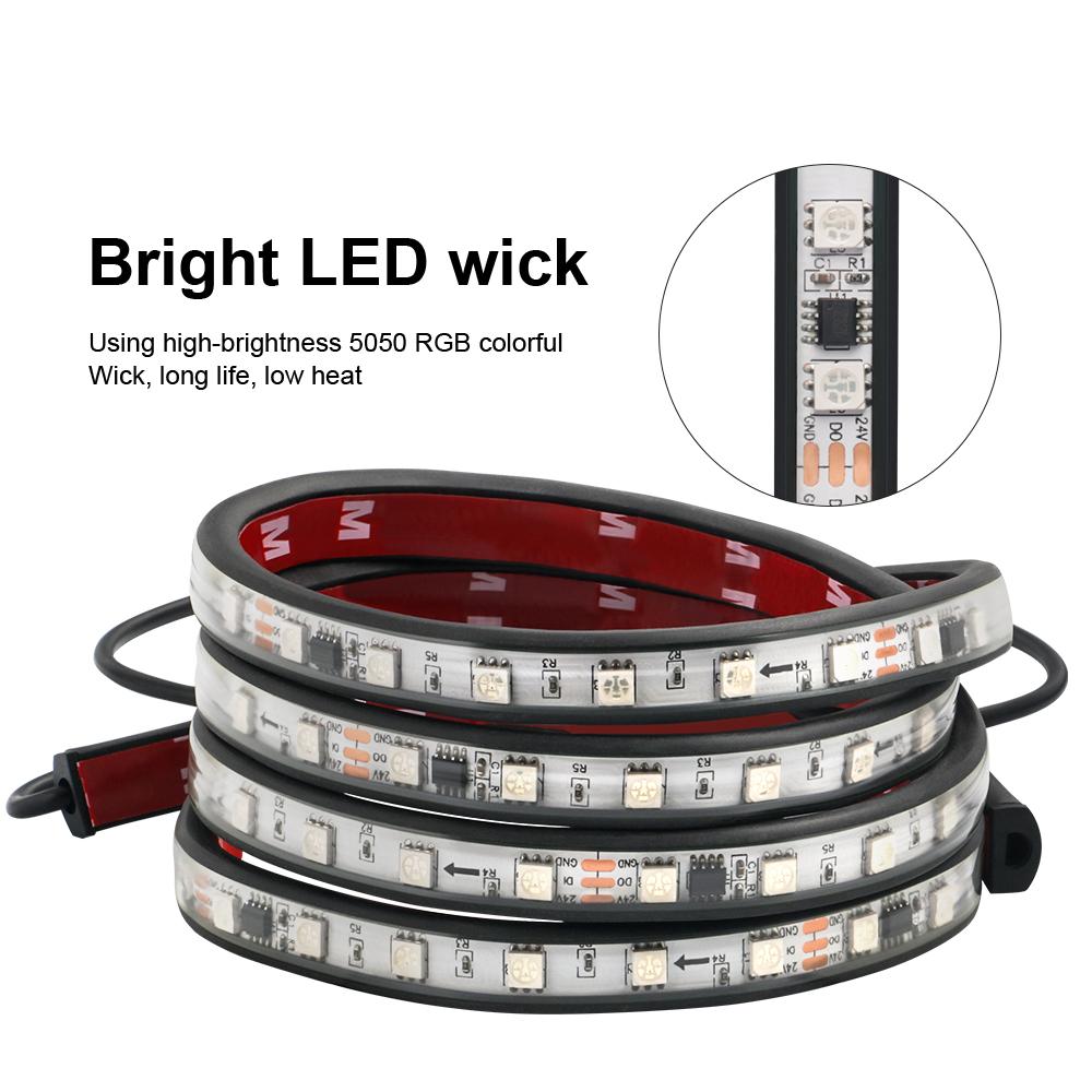 DRL LED Truck Light Strips Warning Light RGB Colorful Flexible Streamer 1M 1.5M 2M LIght Bar Atmosphere Lamp with Remote 24V