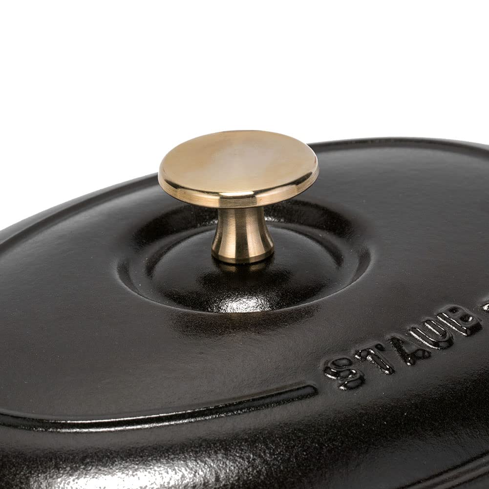 Staub Oval Hot with Induction Oven Plate, 23cm, Handle, Enamel, Shallow, Compatible, Safe, Black, 1332325/40509-582-0 [Used]