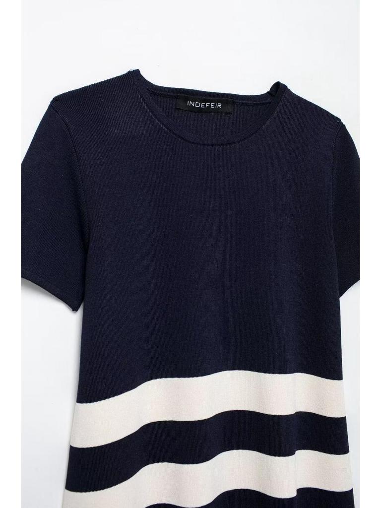 Autumn New Arrivals: Women's European and American Street Fashion Striped Knitted Short Dress