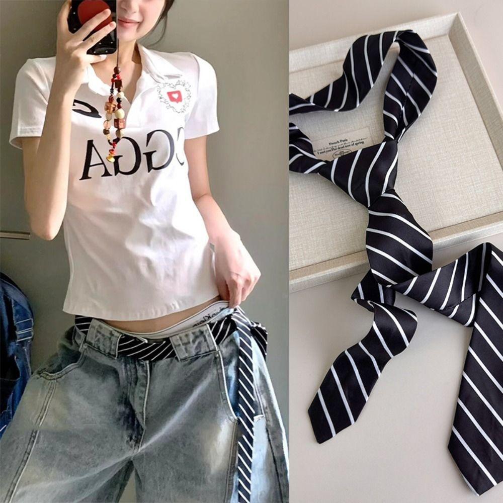 Cravatta a Righe Coreana alla Moda Stampa a Righe Cravatta da Uniforme JK Stile Harajuku Retrò Decorazione Cravatta per Camicia Studenti