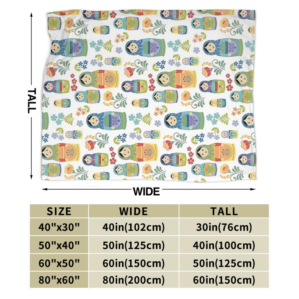 Matryoshka Russian Nesting Doll Velvet Throw Blanket Cute for Sofa Knitted Blanket Travel Warm Multifunction