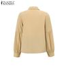 ZANZEA Women Turn Down Collar Casual 3D Flowers Splice Long Sleeve Blouse
