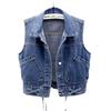 2022 Women's Slim Fit Lace-Up Denim Vest with Large Pockets - Summer Thin, Versatile, and Flattering.