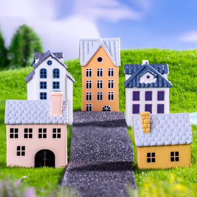 Cute Creative Modern Small House Landscape Figurine Crafts  Miniature Statue Diy Home Decoration Small Ornaments Gifts