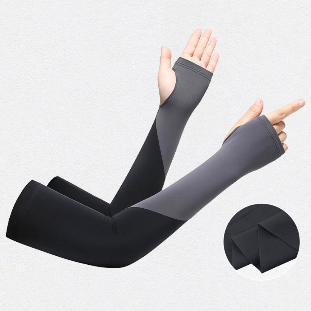 Two Fingers with Exposed Half Finger Ice Sleeves Thin Anti-UV Arm Sleeves  Cycling