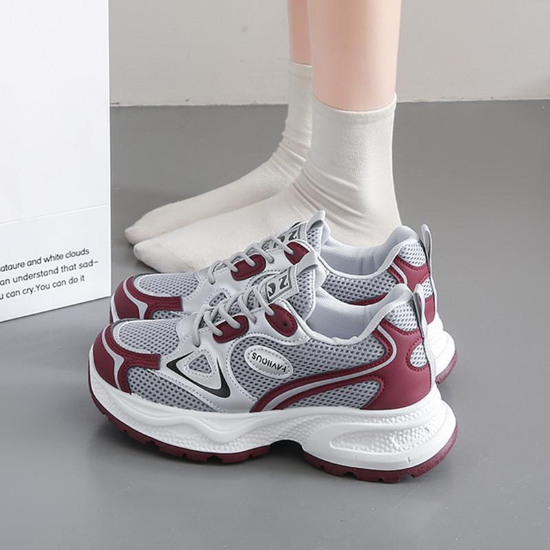 Fashion Spring Autumn Mix Color Breathable Sneakers for Women Fashion Lace Up Thick Sole Vulcanized Shoes Woman Platform Sport Shoes