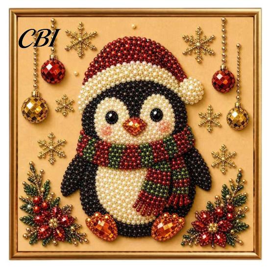 Holiday DIY Projects for Family Christmas Faux Pearl Painting Art Kit with Frame, Santa Stress Relief Crafting Activities Beads Craft Adults Beginner,