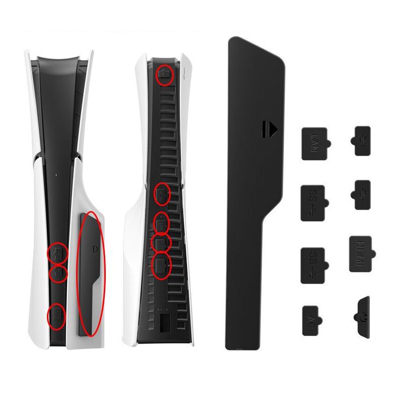 8Pcs Dustproof Plug For Ps5 Slim Console Silicone Dust Protector Cover For Ps5 Slim Game Console Accessories