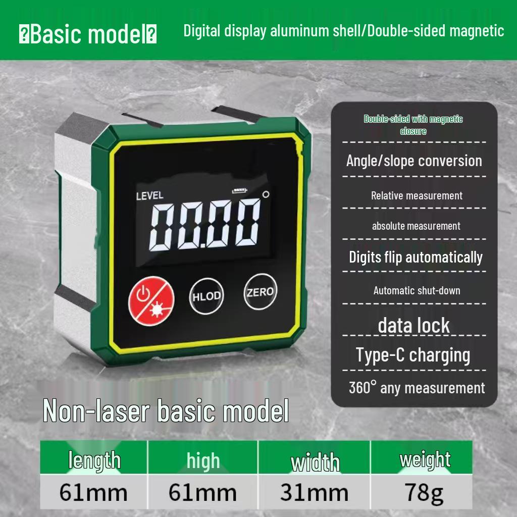 Digital Laser Inclinometer Box - Angle Measuring Instrument & Slope Meter Level