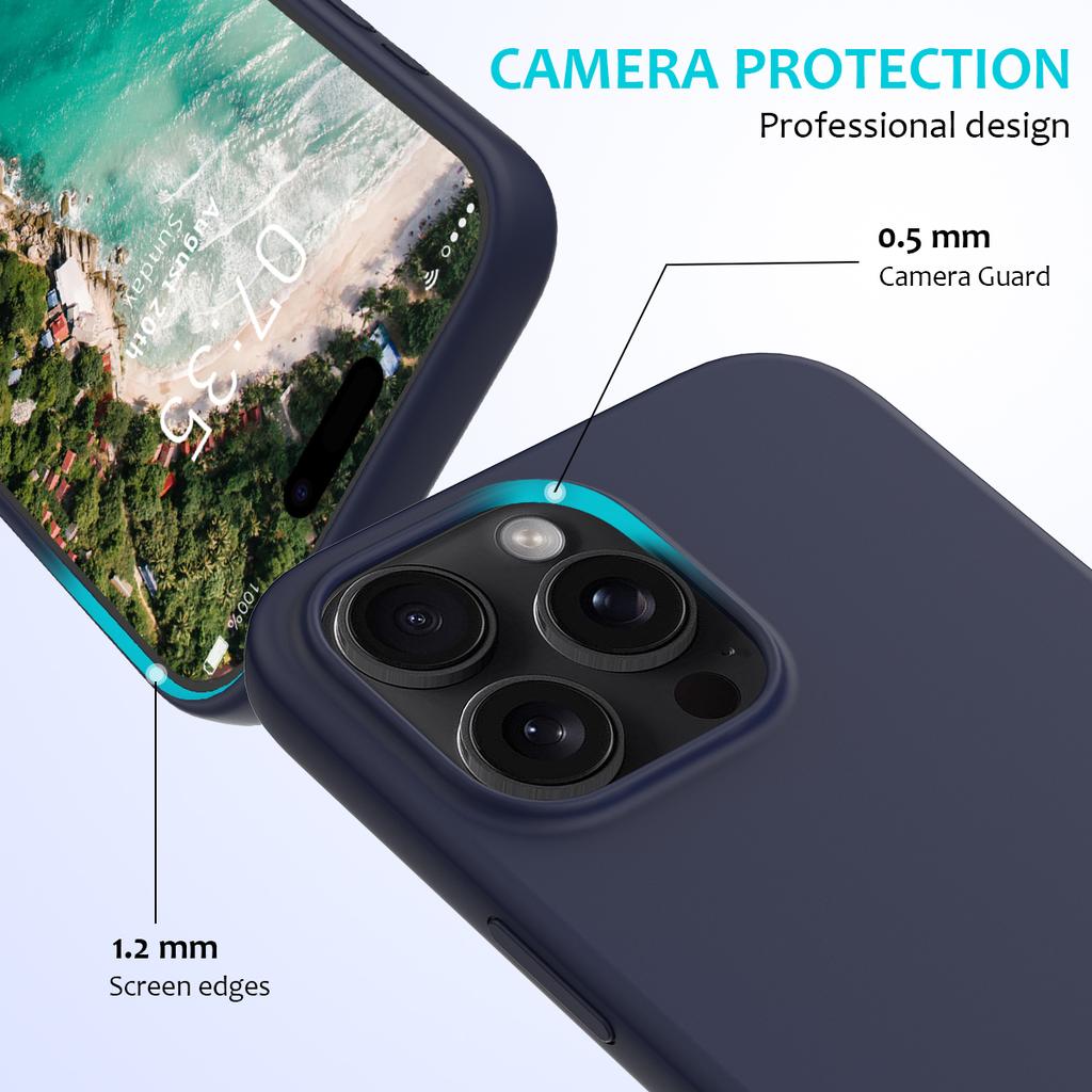 For iPhone 16 Pro Case Shockproof Liquid Silicone Soft Lining Phone Cover