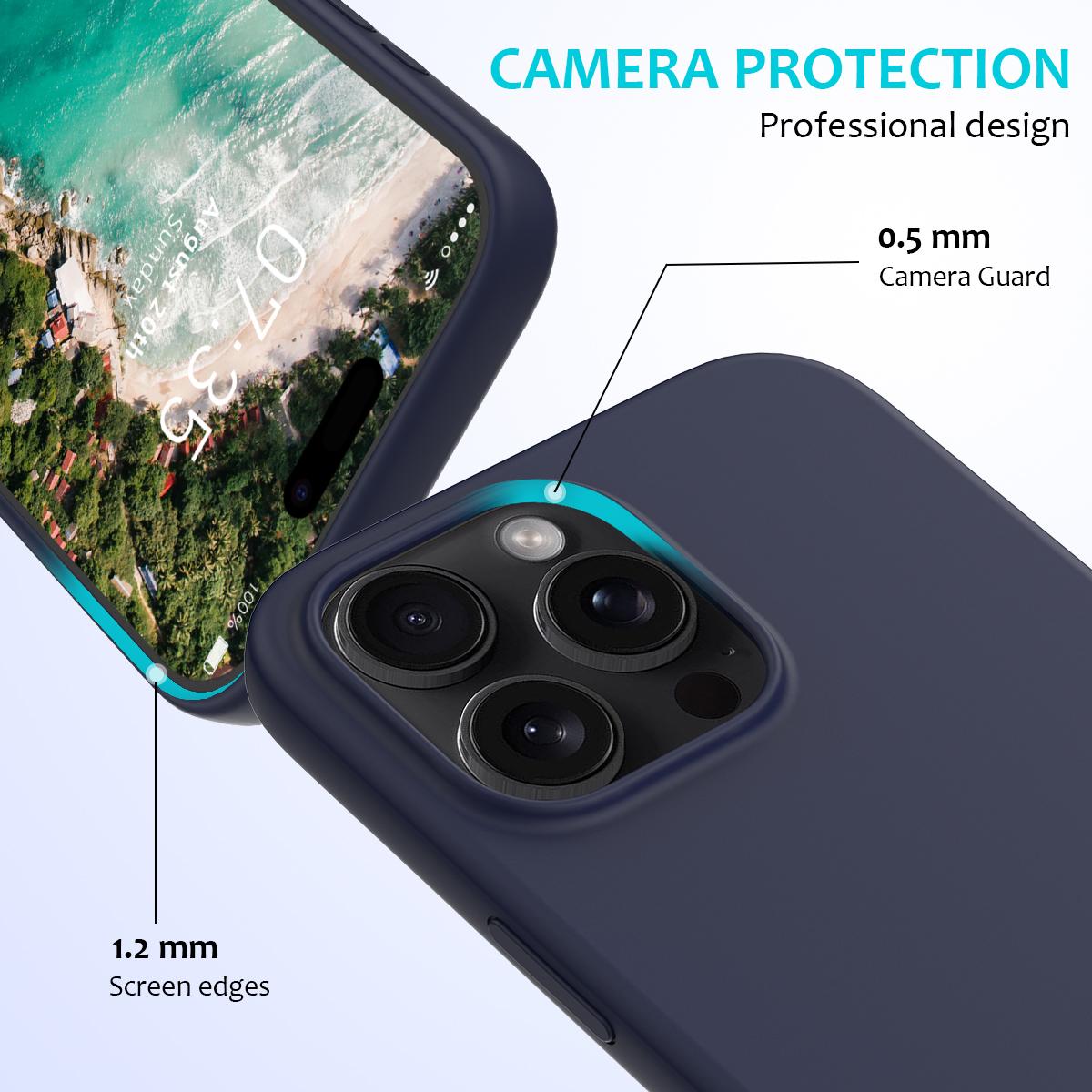 

For iPhone 16 Pro Case Shockproof Liquid Silicone Soft Lining Phone Cover Purple