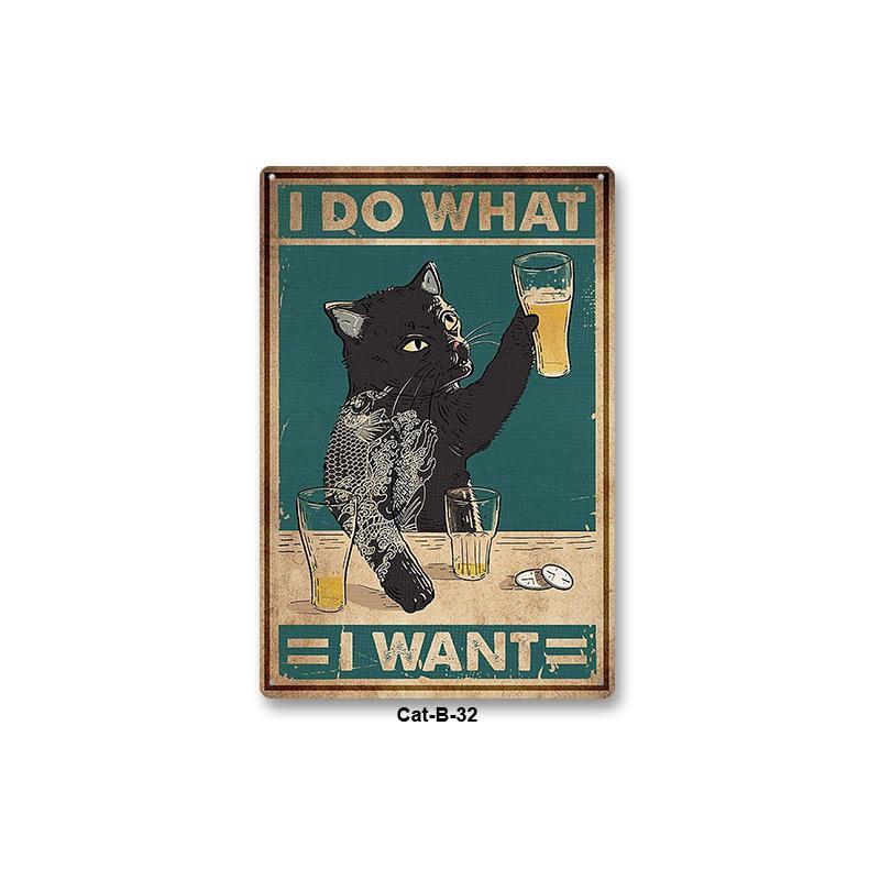 

Animal Black Cat Art Poster Creative Metal Tin Signs for Living Room Kid Bedroom Wall Decoration Cafe Western Restaurant Plaques 20x30cm